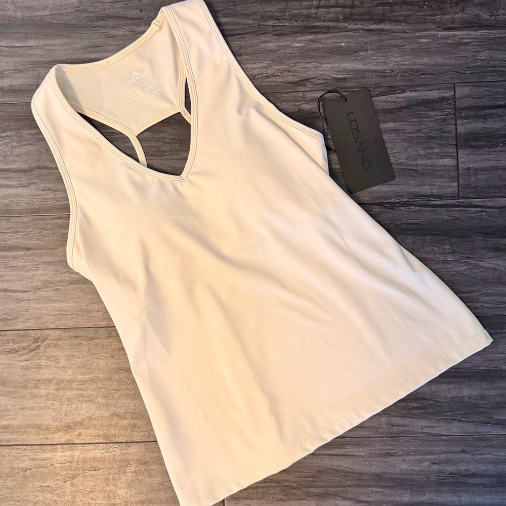 Losano Keep You Cool Racerback Tank Dune Medium NWT